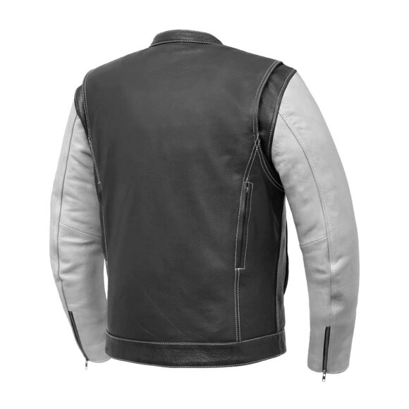 Vincent Men's Cafe Style Leather Jacket - Picture 4 of 8